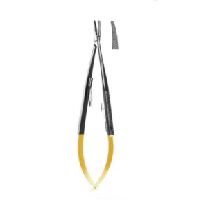 4973-TC-NEEDLE HOLDERS - Castroviejo Curved, Flat Handle, 14cm/5.5"