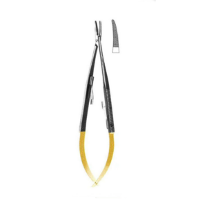 4975-TC-NEEDLE HOLDER - Castroviejo Curved, Flat Handle, 15cm/5.9"