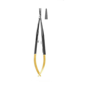 4976-TC-NEEDLE HOLDER - Castroviejo, Straight, Flat Handle, 16cm/6.3"