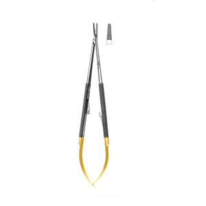 4982-TC-NEEDLE HOLDER - Castroviejo Straight, Round Handle, 13cm/5.15"